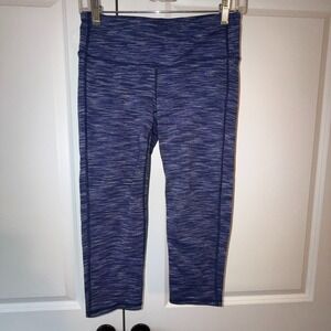 Women's Athleta Chaturanga Capri / Crop Leggings Blue Striped Size S